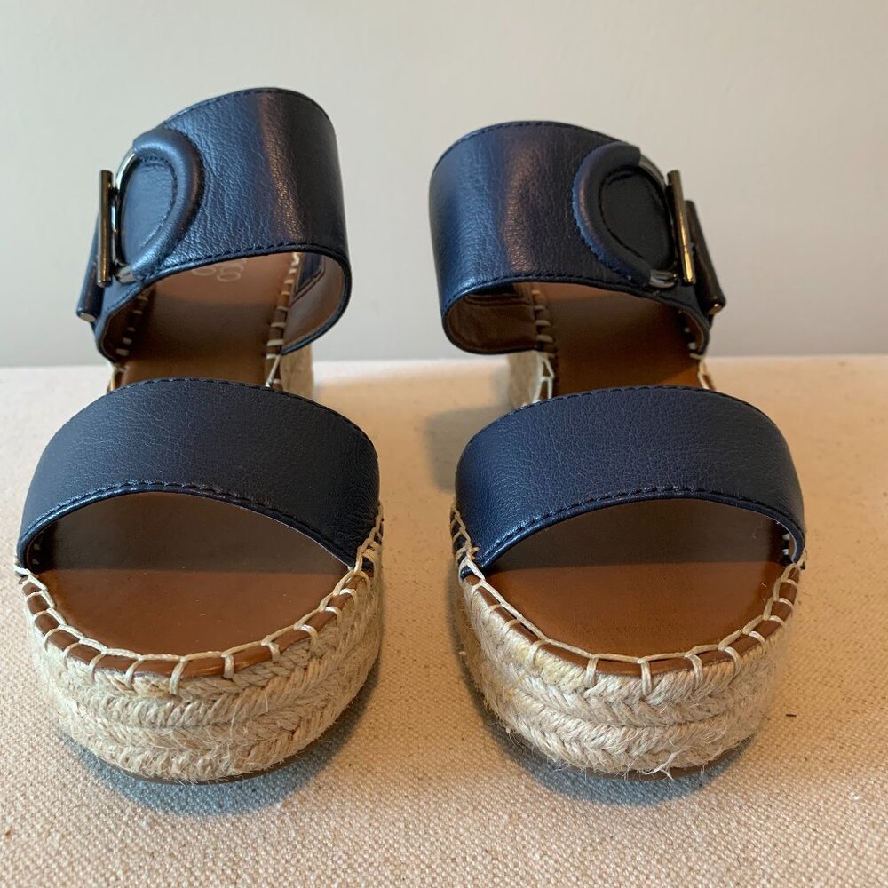 Franco Sarto Charlie Blue Leather Slides Size 9.5
